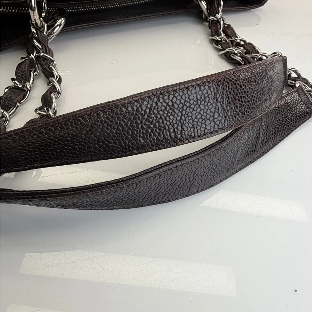 Chanel Caviar Grand Shopper Tote GST Brown Silver - Picture 9 of 14